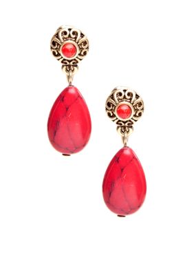 Lauren Ralph Lauren Coral Double Drop Clip Earrings