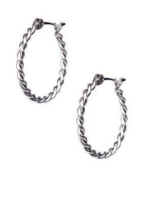 Lauren Ralph Lauren Silver Twisted Hoop Earrings