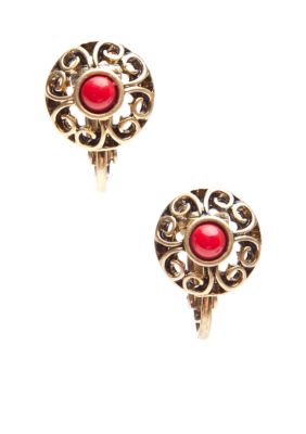 Lauren Ralph Lauren Metal And Coral Clip Earrings