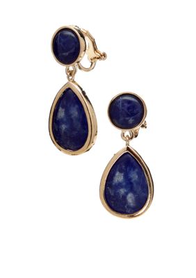 Lauren Ralph Lauren Blue Double Drop Clip Earrings