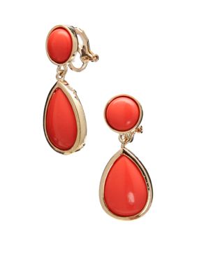 Lauren Ralph Lauren Coral Double Drop Clip Earrings