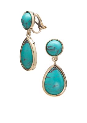Lauren Ralph Lauren Turquoise Drop Clip Earrings