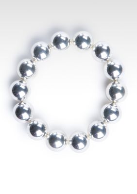 Lauren by Ralph Lauren Silver Bead Stretch Bracelet
