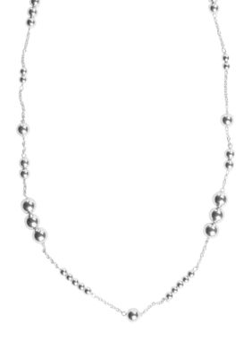 Lauren Ralph Lauren Silver Chain Necklace with Beads