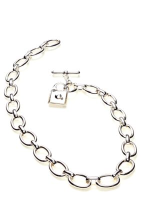 Lauren Ralph Lauren Oval Link Necklace with Locket Charm
