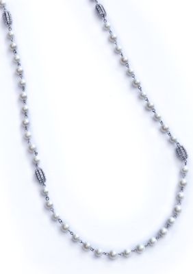 Lauren Ralph Lauren Long Pearl and Pave Necklace