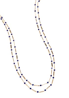 Lauren Ralph Lauren Two Row Blue Bead Necklace