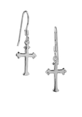 Belk Silverworks Polished Cross Drop Earrings