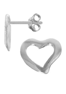 Belk Silverworks Open Heart Stud Earrings