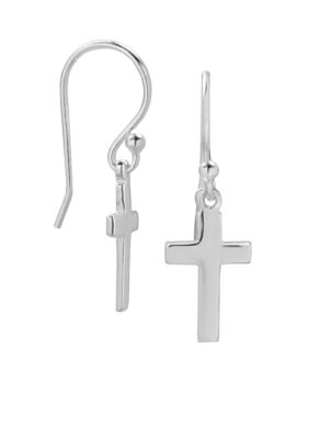 Belk Silverworks Polished Cross Drop Earrings