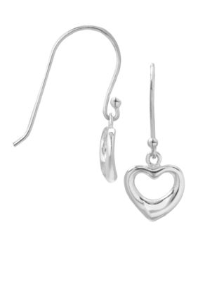 Belk Silverworks Sterling Silver Open Heart Drop Earrings