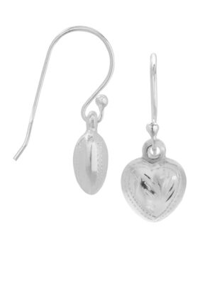 Belk Silverworks Sterling Silver Puffed Heart Drop Earrings