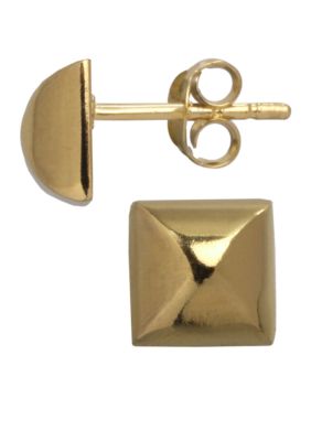 Belk Silverworks 24KT Gold Over Sterling Silver 10MM Pyramid Stud Earring