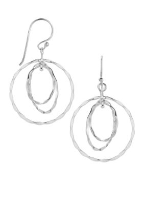 Belk Silverworks Fine Silver Plate Triple Circle Drop Earrings
