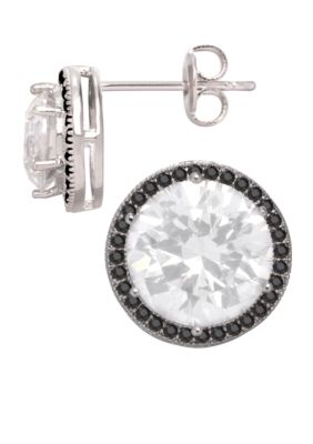 Belk Silverworks Everloved Fine Silver Plate Micro-Pave Princess Cut CZ Earrings