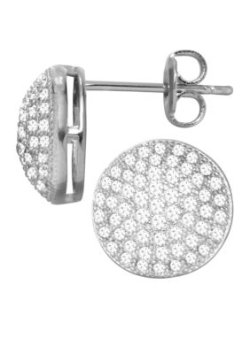 Belk Silverworks Everloved Fine Silver Plated Micro-Pave' Dome Stud Earrings