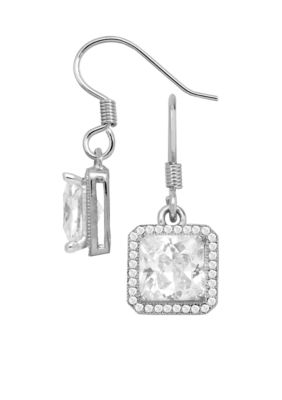 Belk Silverworks Everloved Fine Silver Plate Micro-Pave' Princess Cubic Zirconia Drop Earrings