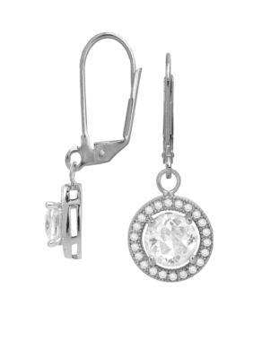 Belk Silverworks Everloved Fine Silver Plate Micro-Pave' Round Cubic Zirconia Drop Earrings