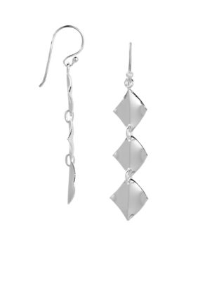 Belk Silverworks Fine Silver Plate Triple Diamond Drop Earrings