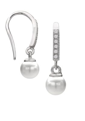 Belk Silverworks Fine Silver Plated Drop Pearl Earrings