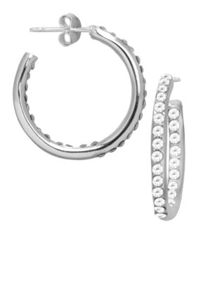 Belk Silverworks Fine Silver Plate Crystal 22MM Hoop Earrings