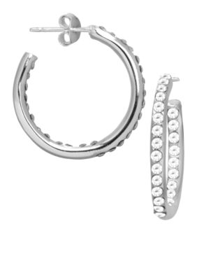 Belk Silverworks Fine Silver Plate Crystal Hoop Earrings