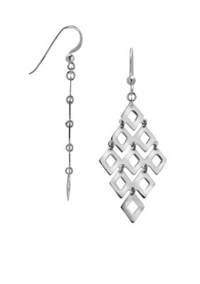 Belk Silverworks Fine Silver Plate Diamond Shape Drop Earrings