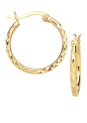 Belk Silverworks 24kt Over Fine Silver Plate 20mm Round Diamond Cut Hoop Earrings