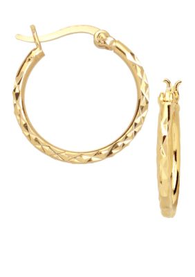 Belk Silverworks 24kt Over Fine Silver Plate 25mm Round Diamond Cut Hoop Earrings