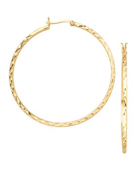 Belk Silverworks 24kt Over Fine Silver Plate 45mm Round Diamond Cut Hoop Earrings
