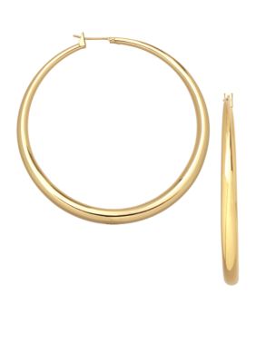 Belk Silverworks 24KT Over Fine Silver Plate 50mm Graduated Round Hoop Earrings