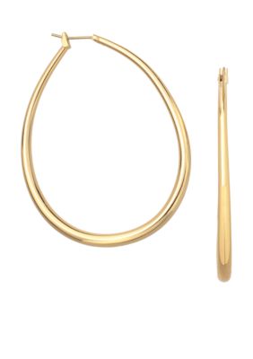 Belk Silverworks 24kt Over Fine Silver Plate 35mm Oval Graduated Hoop Earrings