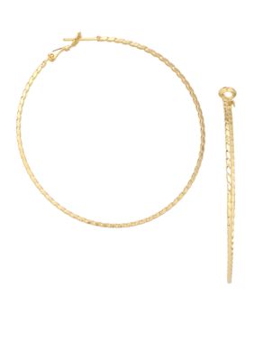 Belk Silverworks 24KT Over Fine Silver Plate 40mm Round Diamond Cut Twist Hoop Earrings