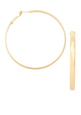 Belk Silverworks 24KT Over Fine Silver Plate Wide 40mm Round Hoop Earrings