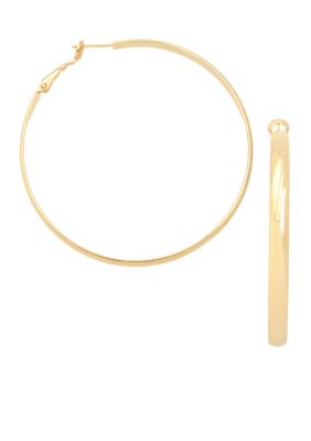 Belk Silverworks 24KT Over Fine Silver Plate 50mm Round Hoop Earrings