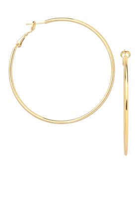 Belk Silverworks 24KT Over Fine Silver Plate 30mm Round Hoop Earrings