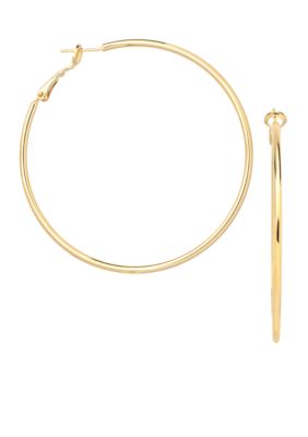 Belk Silverworks 24KT Over Fine Silver Plate 50mm Round Polished Hoop Earrings