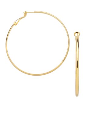 Belk Silverworks 24KT Over Fine Silver Plate 40mm Hoop Earrings