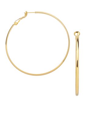 Belk Silverworks 24KT Over Fine Silver Plate 50MM Round Hoop Earrings