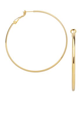 Belk Silverworks 24KT Over Fine Silver Plate 60mm Round Hoop Earrings