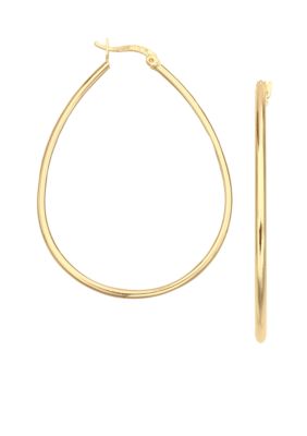 Belk Silverworks 24KT Over Fine Silver Plate 40MM Oval Hoop Earrings