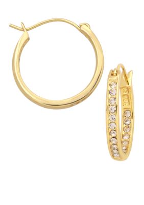 Belk Silverworks 24kt Over Fine Silver Plate 30mm Crystal Hoop Earrings