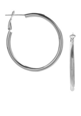 Belk Silverworks Milano Silver Paddleback Hoop Earrings