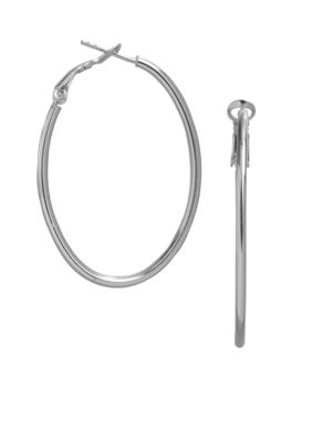 Belk Silverworks Bonded 35mm Oval Hoop Earrings
