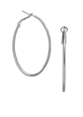 Belk Silverworks Bonded 40mm Oval Hoop Earring