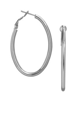 Belk Silverworks Bonded Oval 25mm Hoop Earring