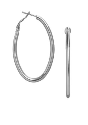 Belk Silverworks Bonded 35mm Oval Hoop Earring