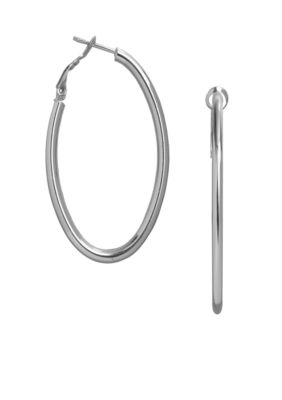 Belk Silverworks Bonded Oval 40mm Hoop Earrings
