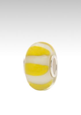 Belk Silverworks Yellow and White Stripe Glass Originality Bead