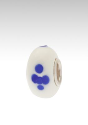 Belk Silverworks Blue Flower on White Glass Originality Bead
